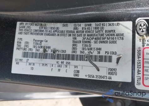 2015 Ford Fiesta Se из США, поврежденный, VIN 3FADP4BE9FM161178